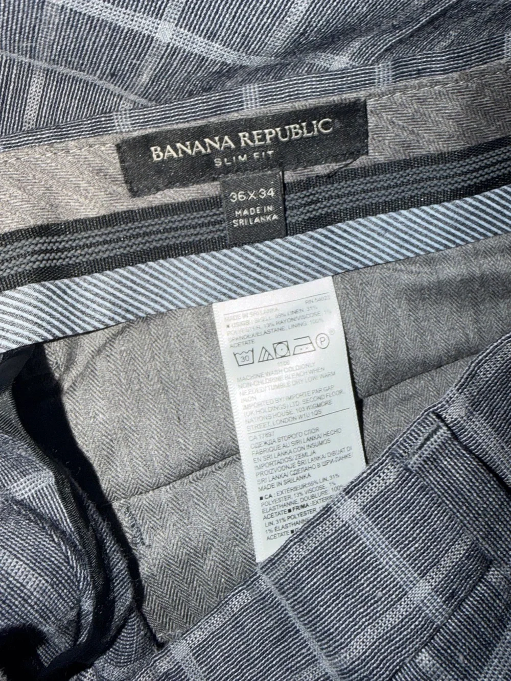 Banana Republic Men's Gray Windowpane Dress Pants